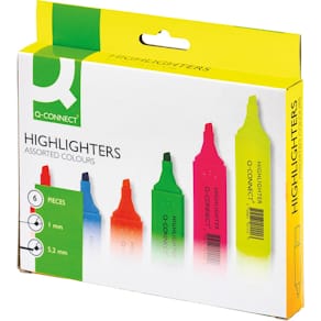 Markeerstift Q-CONNECT, geassorteerde kleuren, 6 stuks