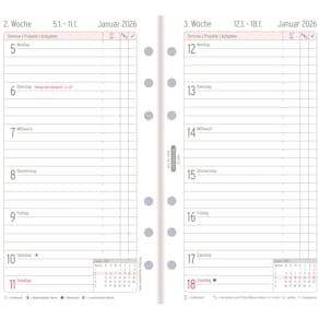 Wochenplan CHRONOPLAN Midi 2026, 96 x 172 mm, weiß, FSC