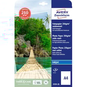 Inkjet-Fotopapier Avery Zweckform 2559-20 A4, 250 g/m² seidenmatt