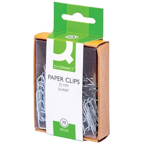 Büroklammern Q-CONNECT 225A, 32 mm, verzinkt, spitz, 75 Stück