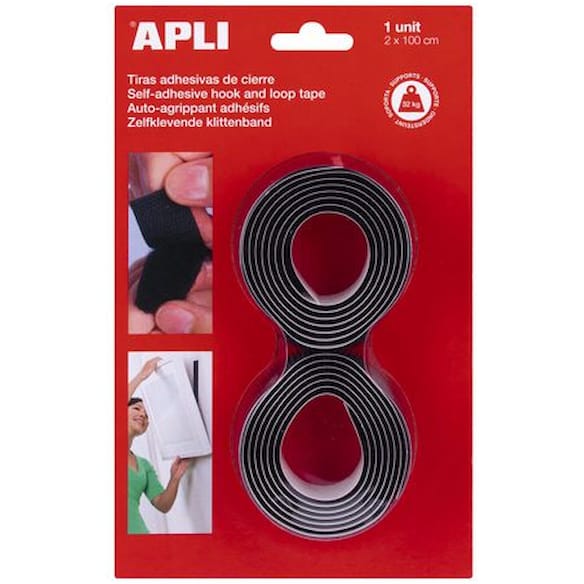 Borrelås APLI m.tape 1m sort (2)