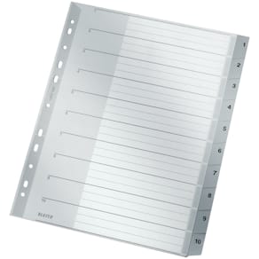 Register Leitz Plastik, A4, 1-10, grau