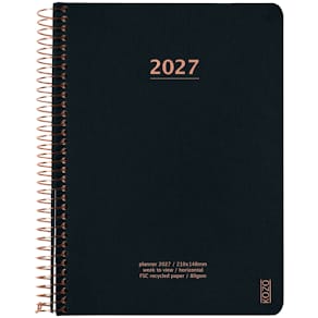 KOZO Kalender 2027 A5 Vecka per uppslag Black