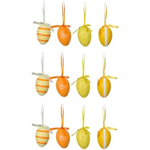 Osterbehang Ei, 12 Stück, sortiert, Kunststoff (gelb/orange)