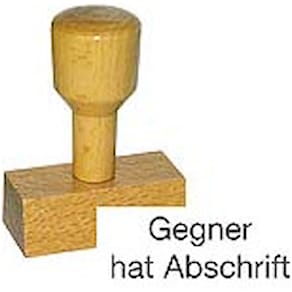 Vorgangsstempel Noname, Gegner hat Abschrift, Holz, 62x24 mm