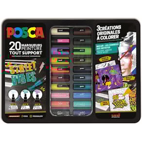 Paintmarkers Posca Street Vibes, metalen doos, 20 stuks, assorti