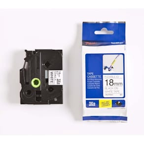 Labeltape Brother TZe-FX241 fleksibel 18 mm, sort/hvid, 8 m