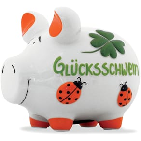 Spardose KCG Glücksschwein, mittel, weiß