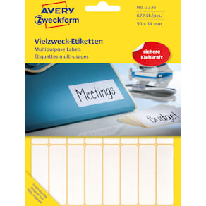 Etikett AVERY handskr 14x50mm vit 672/fp