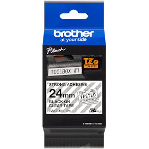 Labeltape Brother 24 mm x 8 m sort/transparent, 5-pak