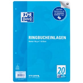 Ringbucheinlage Oxford L20 A4, 50 Blatt, blanko, 90 g/m², 4-fach
