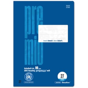 Schulheft Staufen Premio, A4, Lineatur 27, 16 Blatt, 9mm liniert