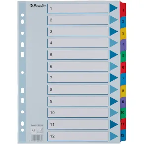 Register ESSELTE Mylar A4 1-12 multifärgat