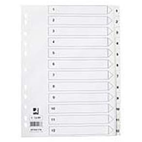 Register Q-CONNECT Plastik A4 1-12, weiß