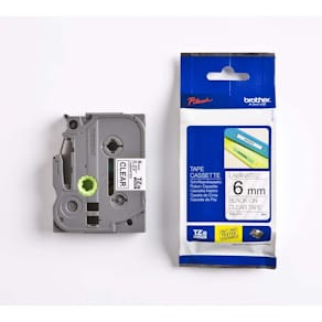 Labeltape Brother 6 mm sort/transparent, 8 m, 5-pak