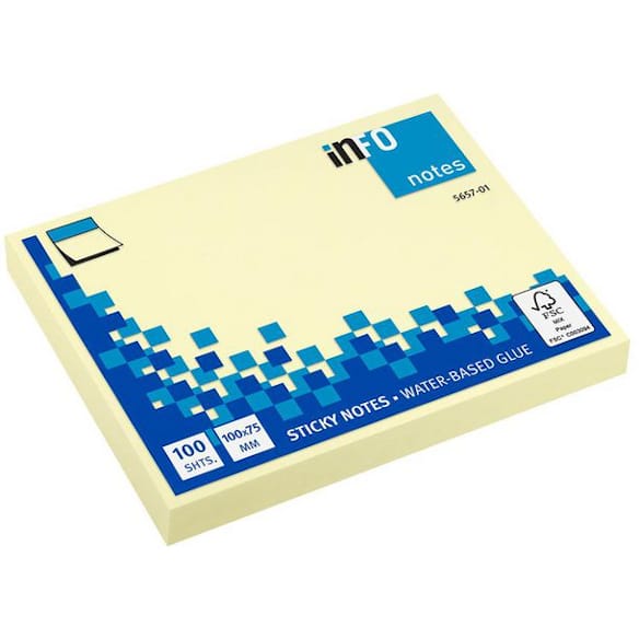 Notatblokk INFO 100X75mm Power gul 12st