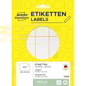 Etiketten Avery Zweckform, 38 x 29 mm, 384 St., weiß