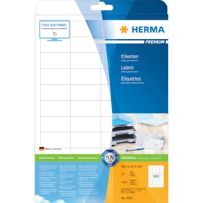 Universaletiketten HERMA A4, 48,3 x 25,4 mm, weiß, 25 Blatt, 1.1.