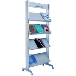 Prospektständer Paperflow 12.A4TM.35, alusilber, 4 Fächer, mobil