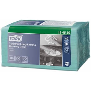 Rengøringsklude Tork grøn W8, slidstærk og genbrugelig, 40 stk
