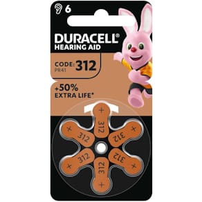 Hoortoestelbatterijen Duracell DA312, blister van 6 stuks