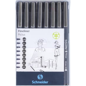 Fineliner Schneider Pictus, etui van 8 stuks, zwart