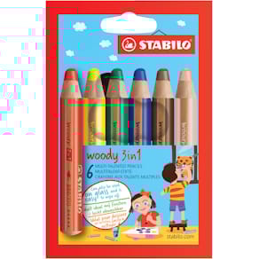 Farbstift STABILO woody 3 in 1, Kartonetui, 6 Stück