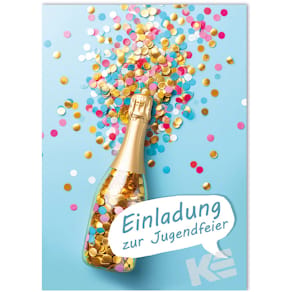 Einladungskarte Jugendweihe Noname, bunt, 5 Stück mit Umschlag