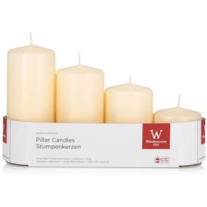 Stumpenkerze, 4 Stück, abgestuft, bisquit, 60/80/100/120 mm