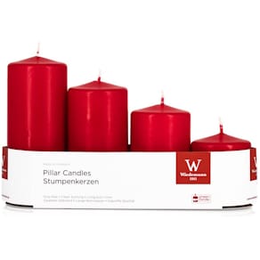 Stumpenkerze Noname Advent, 4-teilig, rot, 60/80/100/120mm