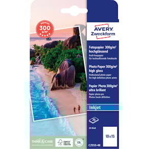 Fotopapier Avery Zweckform C2553-40, 10x15 cm, 300g, 20 Blatt