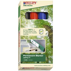 Permanent marker edding EcoLine 21 rund 1,5–3 mm, ass., 4 stk