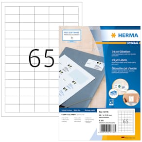 Inkjet-Etiketten HERMA, 38,1 x 21,2 mm, weiß
