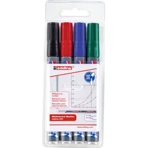 Whiteboardpenna EDDING 250, konisk, 4 färger/fp