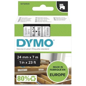 Tape DYMO D1 24mm x 7m sort/hvit