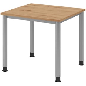 Schreibtisch HAMMERBACHER HS08, 80 x 80 cm, Asteiche/Silber