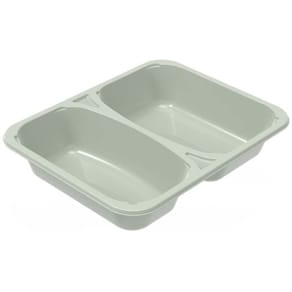 Plastbakke Færch 2-rums PET hvid 1065 ml 227x178x43 mm, 360 stk
