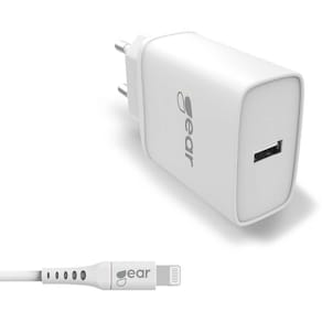 Laddare 1xUSB-A+Lightning 1 m vit