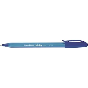 Bläckkulpenna PAPERMATE InkJoy 100 Cap Fine Blå, 0.8mm, 50st