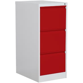 Hängeregistraturschrank PHÖNIX SAFE FC, 3 Schubladen, grau/rot