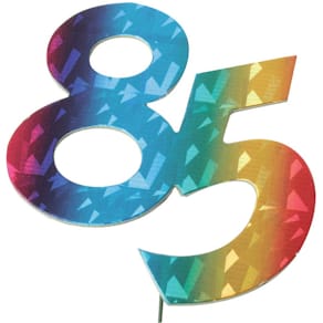 Jubiläumszahl Noname, 85, bunt, 8 cm, mit Draht