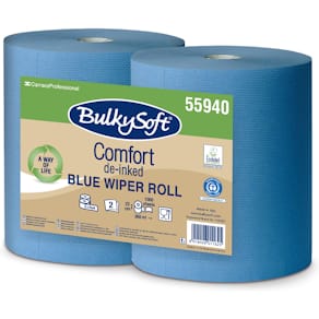 Industrirulle BulkySoft Comfort, 2-lags blå, 220mm x 344m, 2 rl