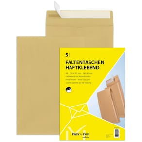 Faltentasche MAILMEDIA, B4, haftklebend, 130 g/m², braun