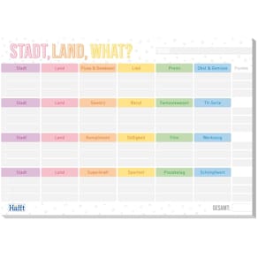 Abreißblock TRENDSTUFF Stadt-Land-What?, A5, 50 Blatt, Rainbow-