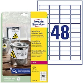 Etikett AVERY polyester 45,7x21,2mm(960)