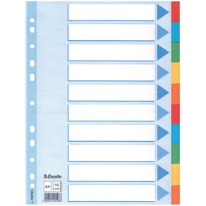 Register Esselte Standard, A4, blanko, bunt, 10-tlg.