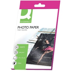 Fotopapier Q-CONNECT, 10x15 cm, 260 g/m², hochglänzend, 25 Blatt