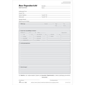 Bautagesbericht RNK, A4, 3x50 Blatt, ohne Abheftlochung