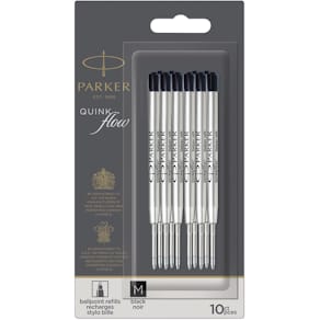Balpenvulling Parker Quinkflow, medium, zwart, blister