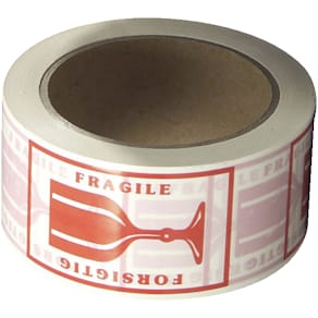 Pakketape PVC solvent 48mm x 66m, hvid 'Tryk forsigtig', 36 rl